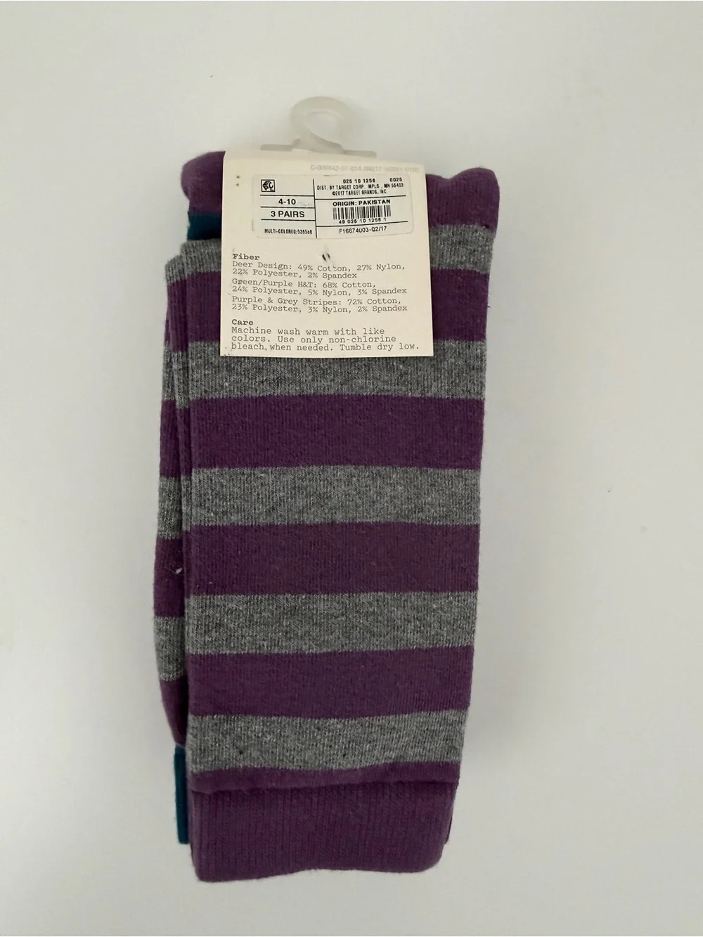 Target Purple Crew Socks with Brown and Yellow Accents